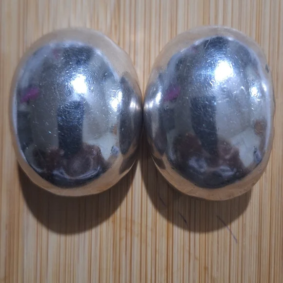 Large Sterling Silver Clip on Earrings - Picture 9 of 11
